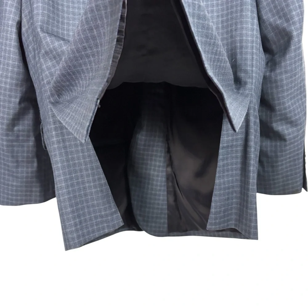 Jos. A. Bank Traveler Blue Plaid Wool Sport Coat Blazer Jacket Tailored Fit 43R